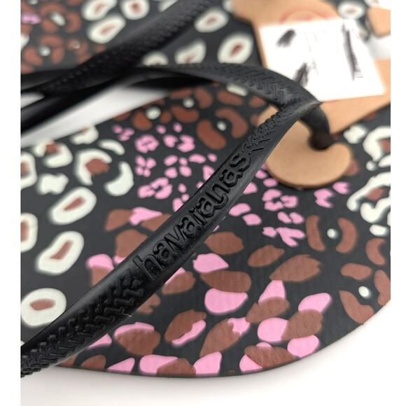 Havaianas Women's Slim Logo Flip Flop Thong Sandals Black Size US11/12 EU43/44 - Picture 7 of 7